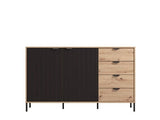 Vandelle Artisan Oak Effect And Black 2 Door 4 Drawer Sideboard Dresser - 11013378