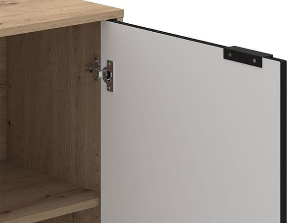 Vandelle Artisan Oak Effect And Black Small Compact 2 Door Sideboard - 11013747