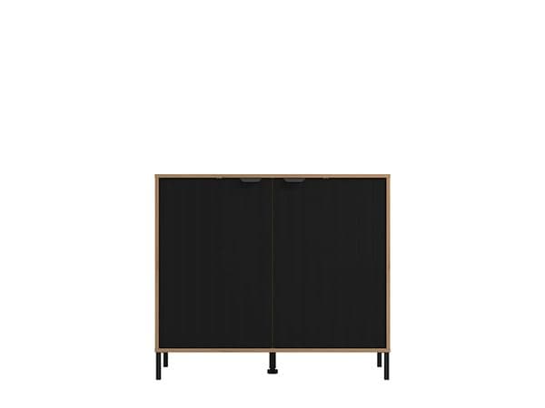 Vandelle Artisan Oak Effect And Black Small Compact 2 Door Sideboard - 11013747