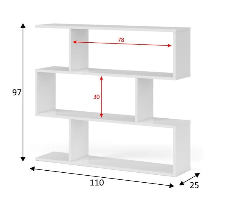 Zed Short Bookcase in Glossed White