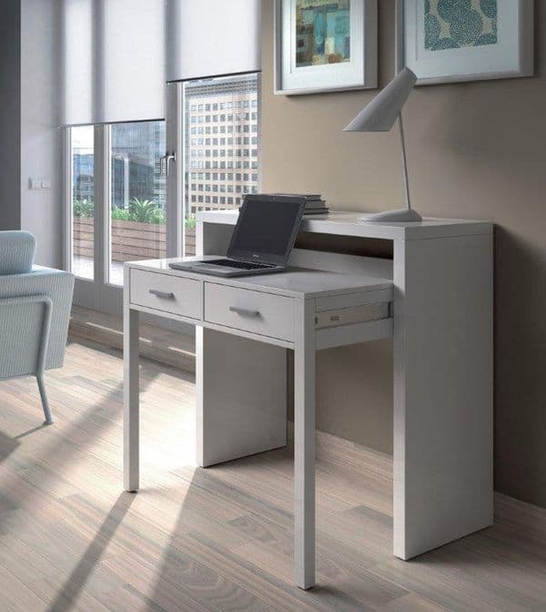 Arina Artic White Extending Computer Desk Console Dressing Table-004582A