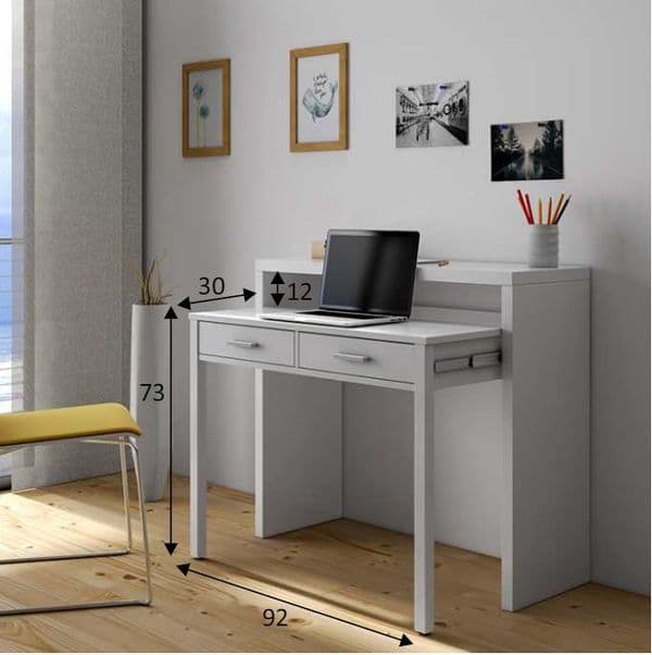 Arina Artic White Extending Computer Desk Console Dressing Table-004582A