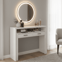 Arina Artic White Extending Computer Desk Console Dressing Table-004582A