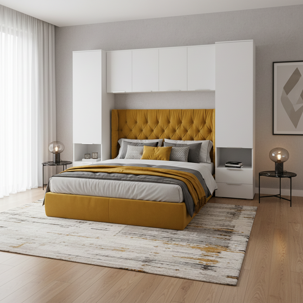 Miracle Matte White 6 Doors 4 Drawers Wardrobe Overbed Storage Unit
