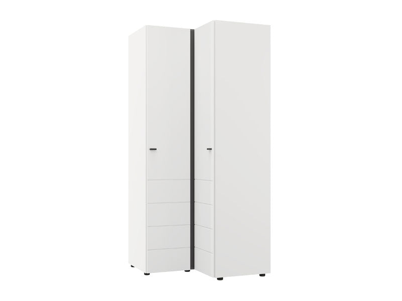Nevaris White Narrow 2 Door Space-Saving Corner Wardrobe 11014892