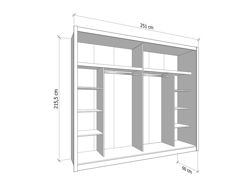 Alba Cashmere Taupe 251cm Extra Large Mirrored Sliding Door Wardrobe 11013762