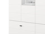 Nevaris White Narrow 4 Door 2 Drawer Space-Saving 155cm Wide Combination Wardrobe - 11014883