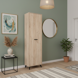 Novara Tall Slim Shallow Narrow Wardrobe In Grey Oak Effect - 11008183