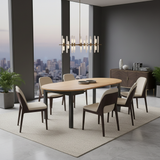 Laurent Black And Oak Effect Round Extending Dining Table - SZY-INDS2