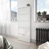 Zippy White Soft Gloss 5 Door Shoe Cabinet / Rack / Cupboard- 007815BO